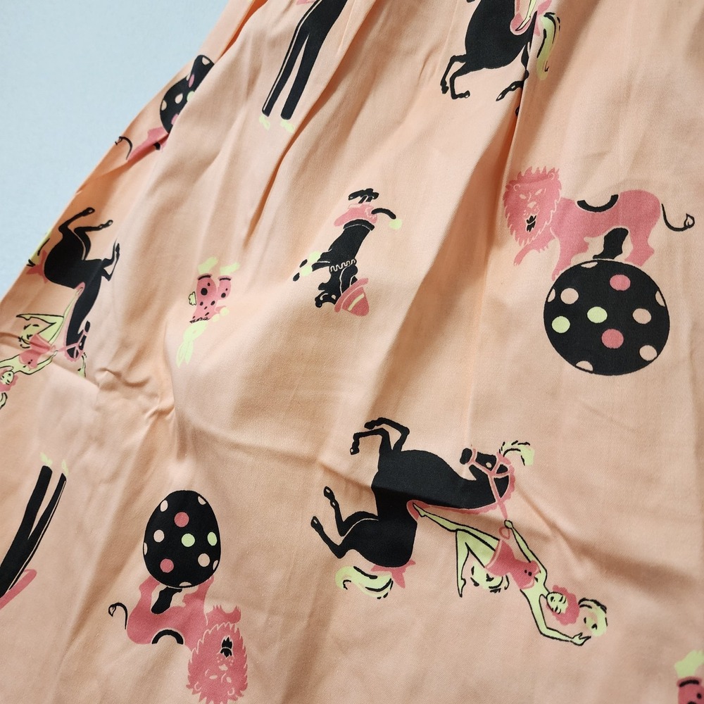 Pinup Couture Circus Dress Flare XS Pink 50s Retro Rockabilly Vanity Novelty - Picture 6 of 13